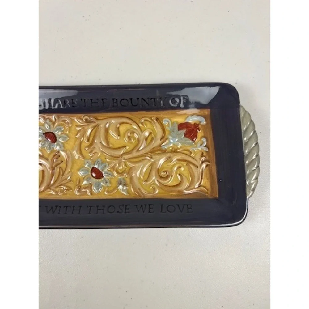 Amscan Harvest Sentiment‎ Ceramic Serving Kitchen Trinket Wall Hanging Tray
